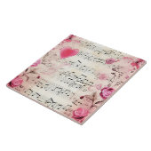 Muzieknoten en Rozen  ontwerp Tegeltje (Zijkant)