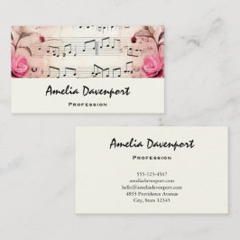 Muzieknoten en Rozen  ontwerp Visitekaartje