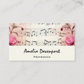 Muzieknoten en Rozen  ontwerp Visitekaartje (Voorkant)