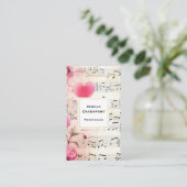 Muzieknoten en Rozen ontwerp Visitekaartje (Staand voorkant)