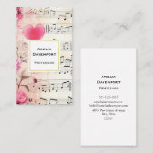 Muzieknoten en Rozen ontwerp Visitekaartje (Voorkant / Achterkant)