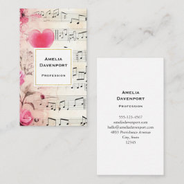 Muzieknoten en Rozen  ontwerp Visitekaartje