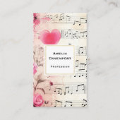 Muzieknoten en Rozen ontwerp Visitekaartje (Voorkant)