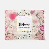 Muzieknoten en Rozen ontwerp Welkom Deurmat (Voorkant)