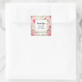 Muzieknoten en Rozen  Partij Dank u Vierkante Sticker (Tas)