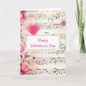 Muzieknoten en Rozen  Valentijnsdag Kaart (Voorkant)