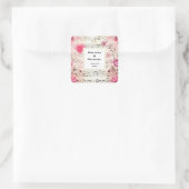 Muzieknoten en Rozen Vintage bruiloft Vierkante Sticker (Tas)