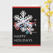 Muzieknoten en Sneeuw Vakantie Groet Kaart (Gele Bloem)