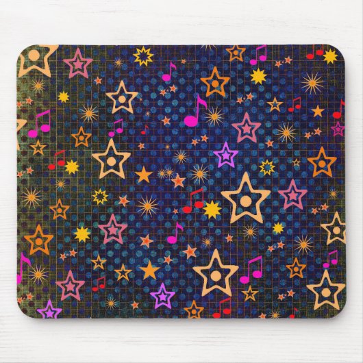 Muzieknoten en sterren: Custom Mousepad Muismat (Voorkant)