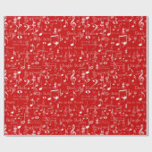 Muzieknoten en symbolen, kerstmanolen cadeaupapier (Vlak)