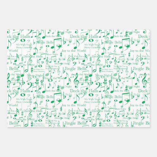 Muzieknoten en symbolen, kerstmanolen inpakpapier vel (Voorkant 2)