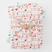 Muzieknoten en symbolen, kerstmanolen inpakpapier vel (In situ)