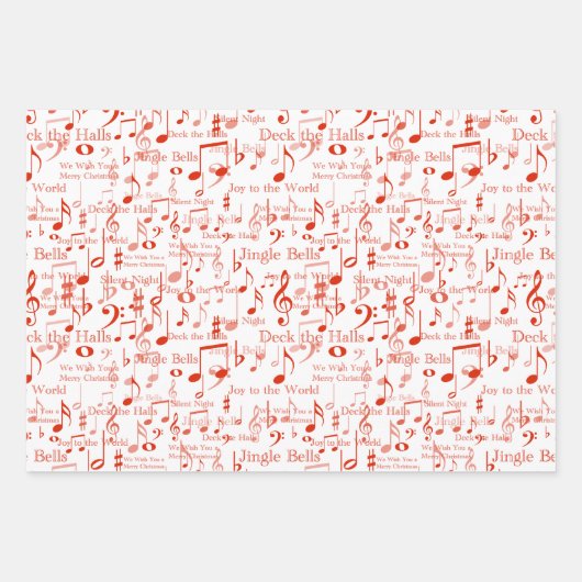 Muzieknoten en symbolen, kerstmanolen inpakpapier vel (Voorkant)
