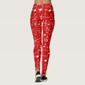 Muzieknoten en symbolen, kerstmanolen leggings (Achterkant)