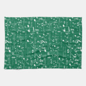 Muzieknoten en symbolen, kerstmanolen theedoek (Horizontaal)