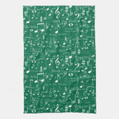 Muzieknoten en symbolen, kerstmanolen theedoek (Verticaal)