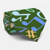 Muzieknoten en symbolen Patroon pastel.DGreen BG Stropdas (Opgerold)