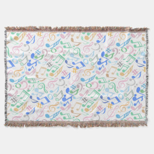 Muzieknoten en symbolen Patroon pastel.w Deken