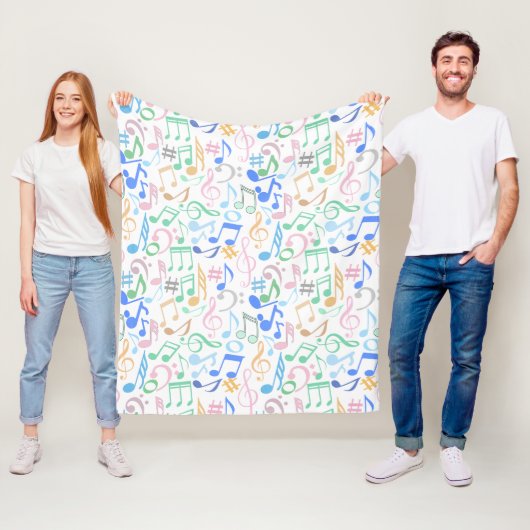 Muzieknoten en symbolen Patroon pastel.w Fleece Deken (In situ)