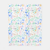 Muzieknoten en symbolen Patroon pastel.w Fleece Deken (Voorkant)