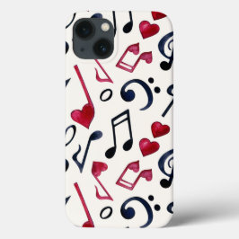 Muzieknoten en symbolen Zwart-wit Case-Mate iPhone Case
