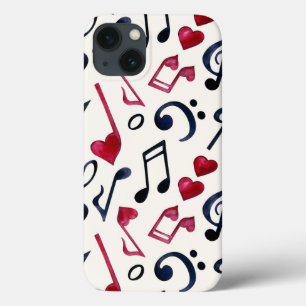 Muzieknoten en symbolen Zwart-wit Case-Mate iPhone Case