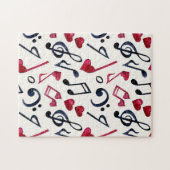 Muzieknoten en symbolen Zwart-wit Legpuzzel (Horizontaal)