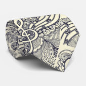 Muzieknoten en symbolen Zwart-wit Stropdas (Opgerold)