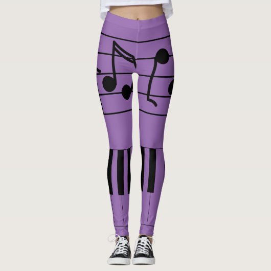 Muzieknoten en toetsenbord leggings (Voorkant)