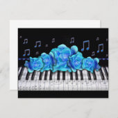 Muzieknoten en uitnodigingen voor Rozen met pianot (Voorkant / Achterkant)