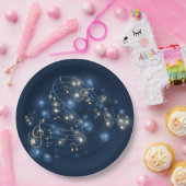 Muzieknoten en vakantielampjes papieren bordje (Feest)