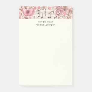 Muzieknoten en Vlinder Retro Stijl Post-it® Notes