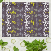 Muzieknoten en vogels theedoek (Gevouwen)
