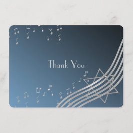 Muzieknoten Flat Kaart Bar Mitzvah Dank u Silver