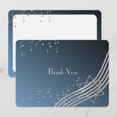 Muzieknoten Flat Kaart Bar Mitzvah Dank u Silver (Voorkant / Achterkant)