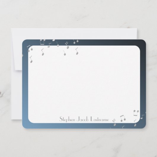 Muzieknoten Flat Kaart Bar Mitzvah Dank u Silver (Achterkant)