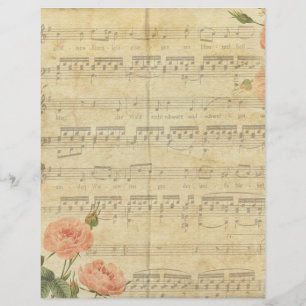 Muzieknoten - Floral Aged Scrapbook Paper