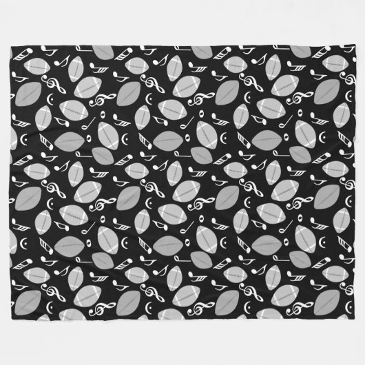 Muzieknoten Footballs Fleece Deken (Voorkant (Horizontaal))