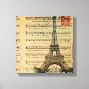  muzieknoten franse parijs eiffeltoren canvas afdruk