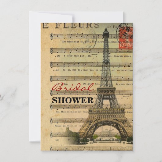 muzieknoten franse parijs eiffeltoren kaart (Voorkant)