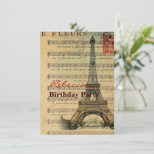  muzieknoten franse parijs eiffeltoren kaart (Staand voorkant)
