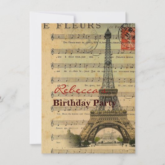  muzieknoten franse parijs eiffeltoren kaart (Voorkant)