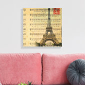 muzieknoten Franse Paris Eiffeltoren Canvas Afdruk (Insitu (Woonkamer))