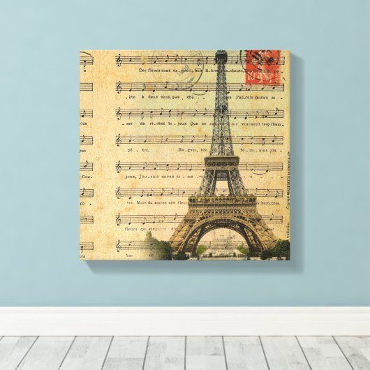  muzieknoten Franse Paris Eiffeltoren Canvas Afdruk (Insitu (Houten vloer))