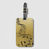 Muzieknoten Geborsteld Goud Bagagelabel (Voorkant (verticaal))
