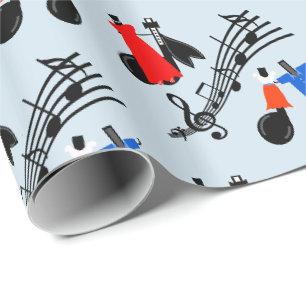 Muzieknoten gekleed om te dansen cadeaupapier
