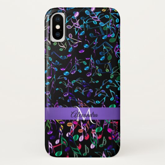 muzieknoten Gepersonaliseerd iPhone X Hoesje (Achterkant)