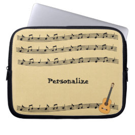 Muzieknoten & gitaar Personaliseer laptop Laptop Sleeve