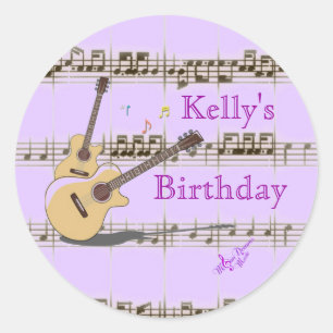 Muzieknoten & gitaren Classic Ronde Stickers