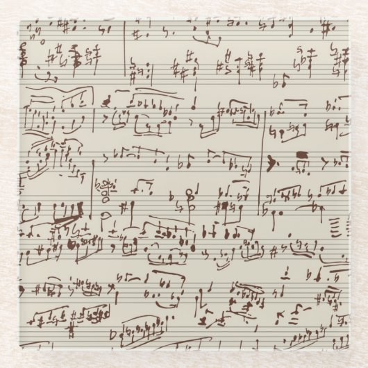 Muzieknoten Glazen Onderzetter (Voorkant)